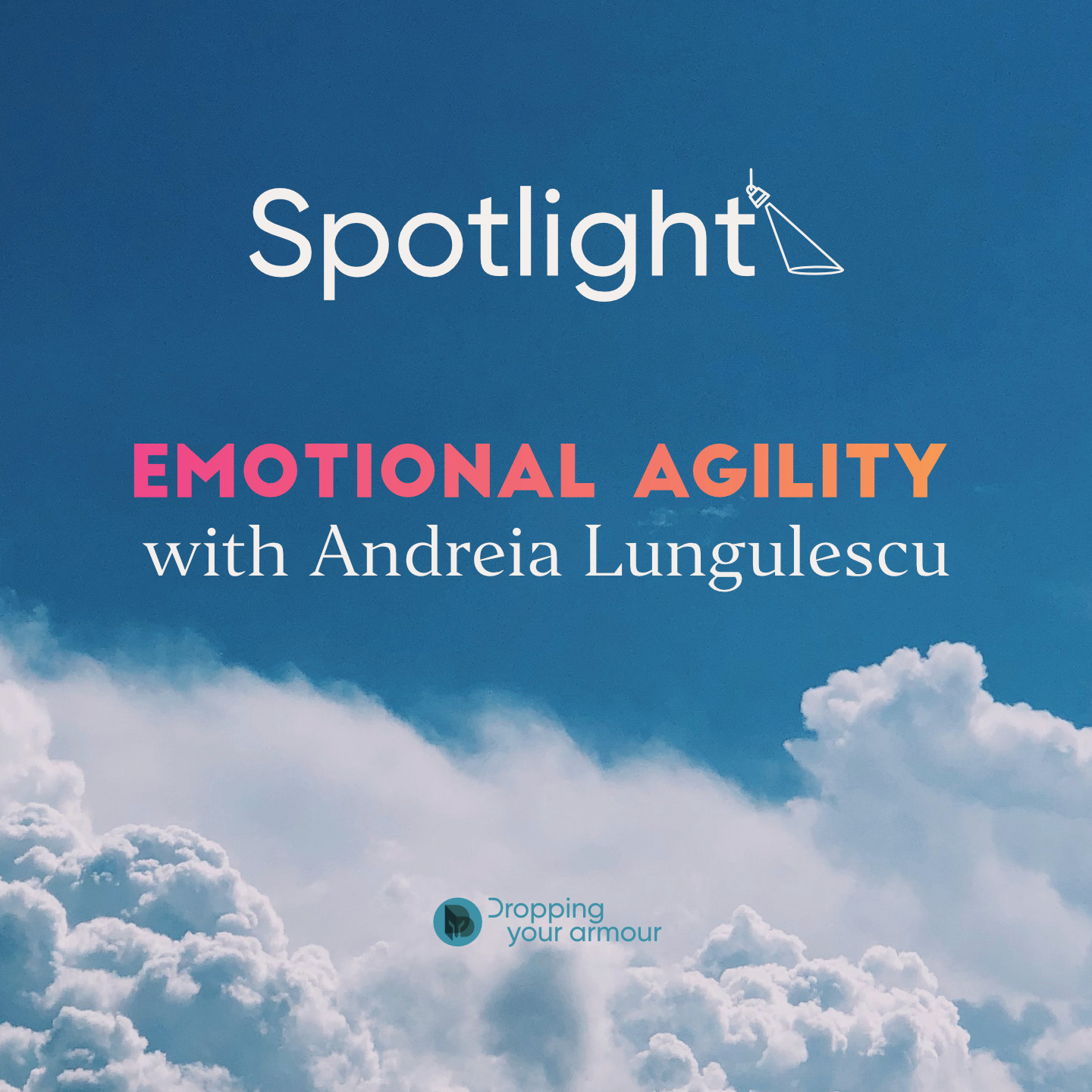 emotional agility visual with clouds on a blue sky